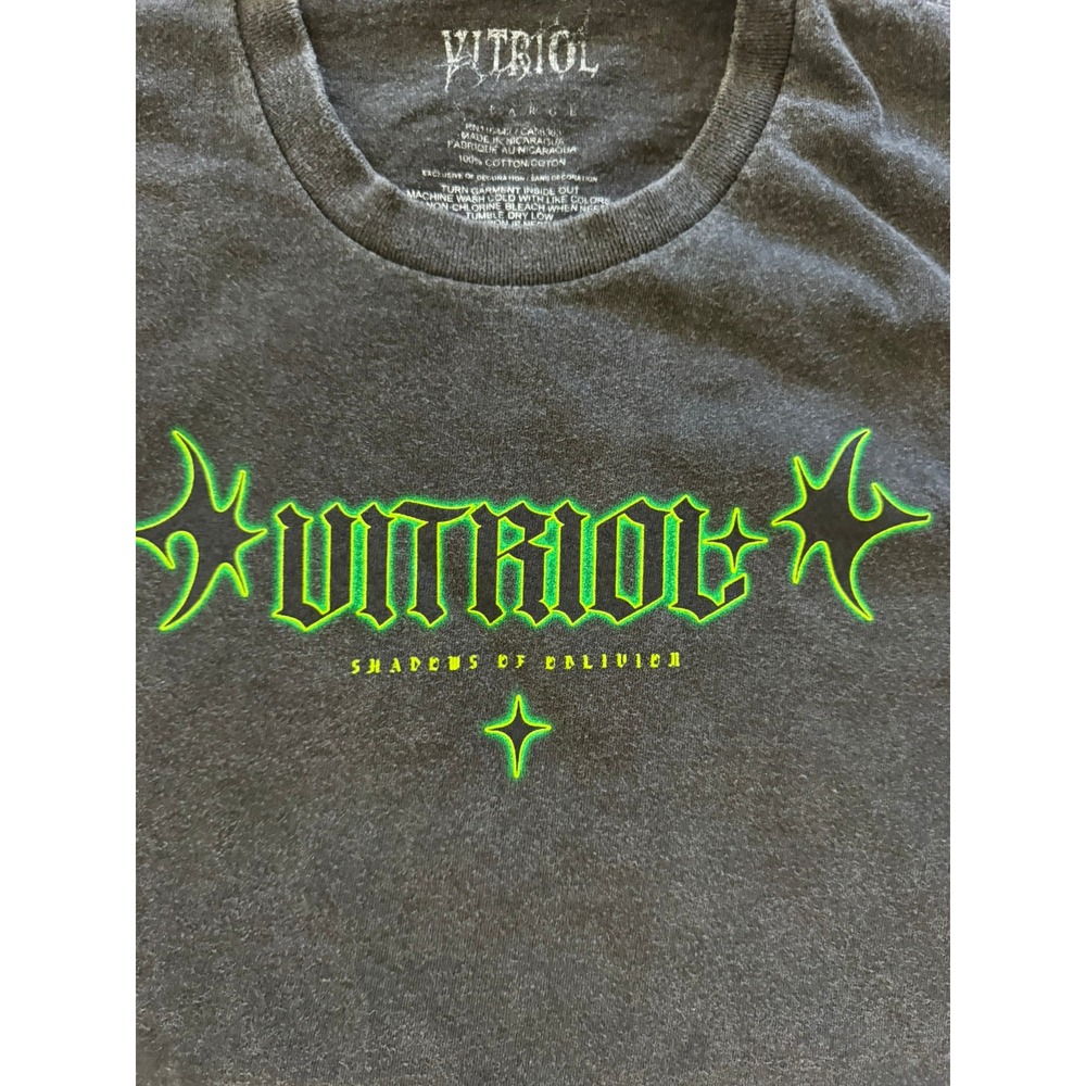 Vitriol Shadows of Oblivion Graphic Tee Washed Black Neon Green XL - Picture 2 of 7